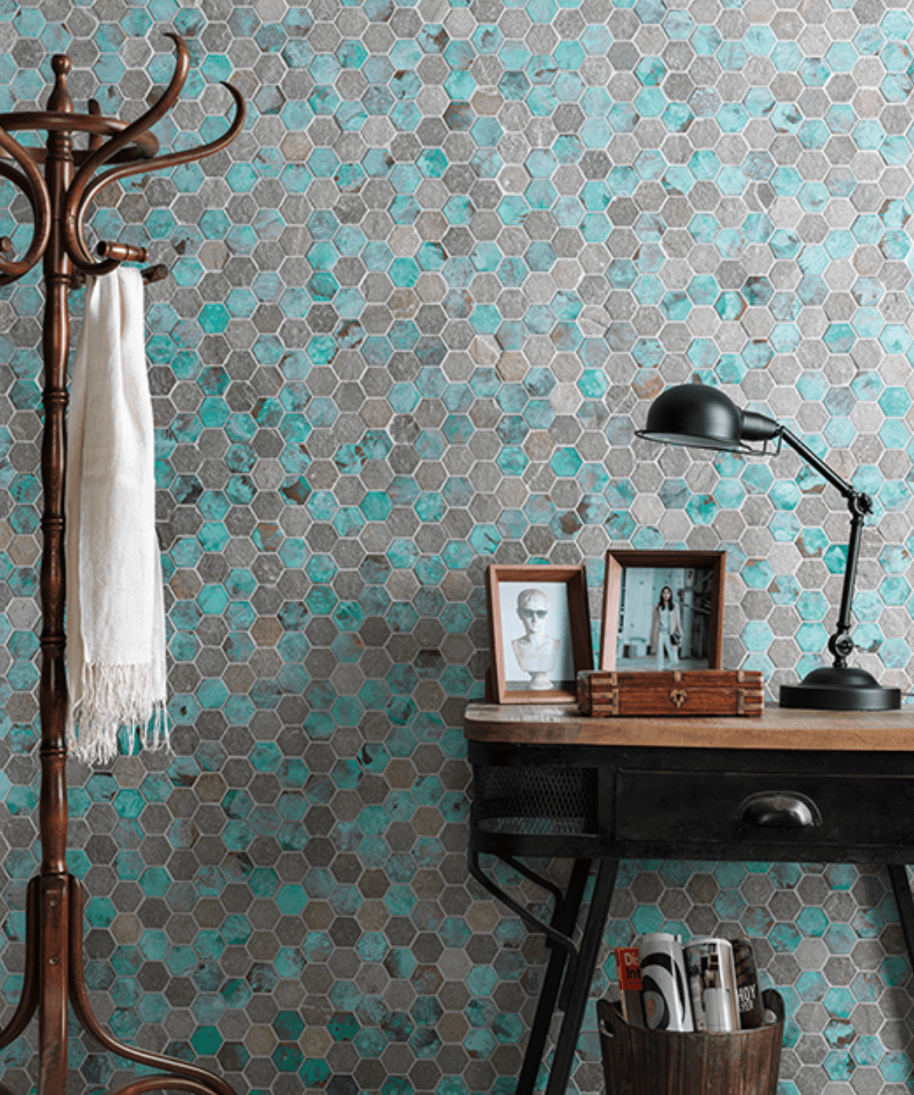Porcelanosa-Worn-Hexagon-Verdigris